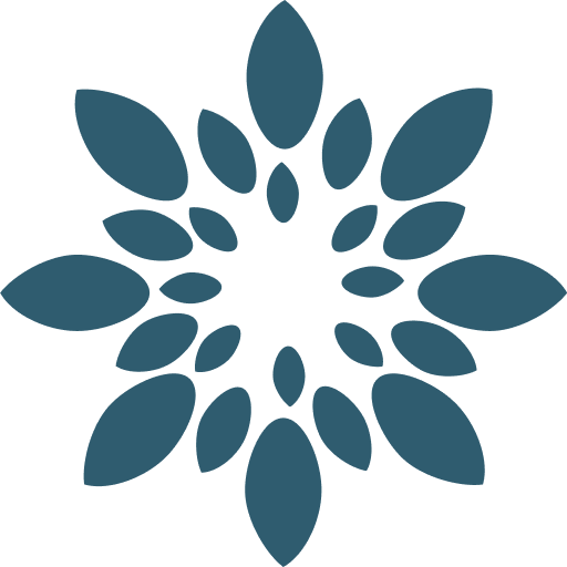 flower with tear drop pedals, logo